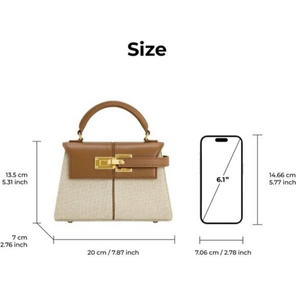 🆕Jw Pei Women Brown Canvas Vegan Leather Elegant Sustainable Top Handle Bag - Picture 7 of 7